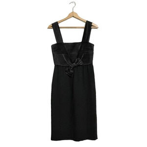 Vtg VALENTINO Women’s Silk Dresses Black A-line Sleeveless Pleats Bow Midi Sz 4